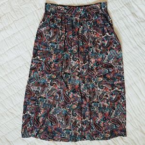 SOLD Woman’s S/M - Paisley Midi High Waisted Vintage Skirt with Pockets